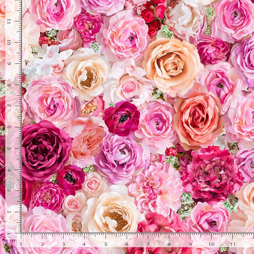 Pink Rose Fabric - Timeless Treasures- 100% Cotton Fabric - Bellerose Collection