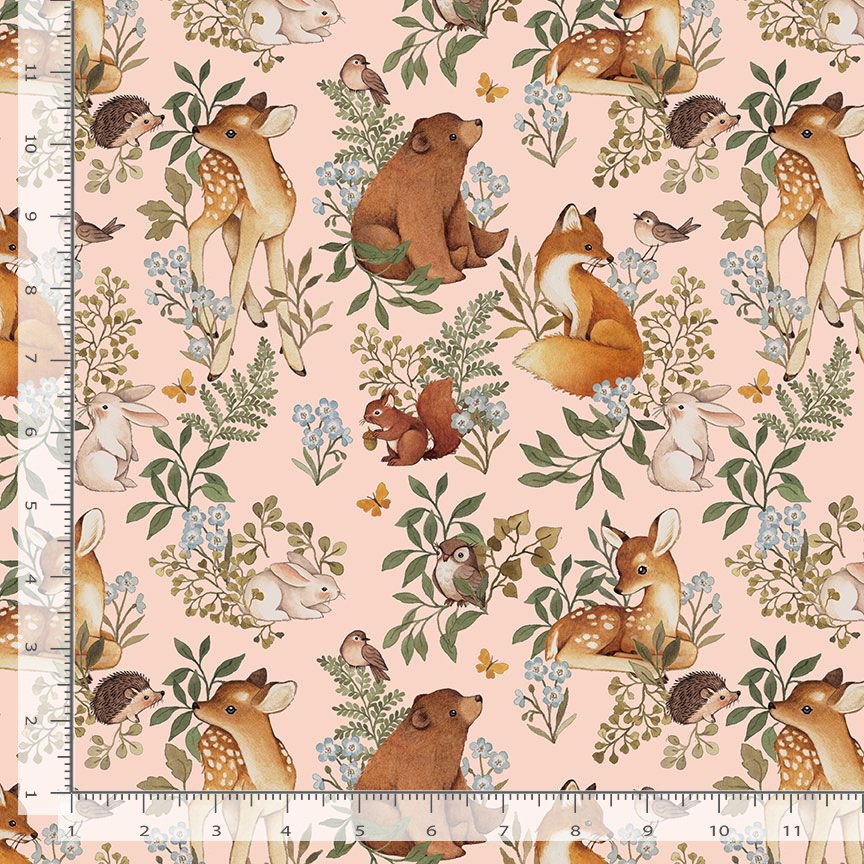 Forest Animal fabric - Dear Stella - Forest Dreams Collection - 100% Cotton - DNS2506 CreamPuff- Baby Woodland creatures quilting material