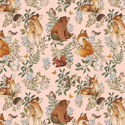 Forest Animal fabric - Dear Stella - Forest Dreams Collection - 100% Cotton - DNS2506 CreamPuff- Baby Woodland creatures quilting material