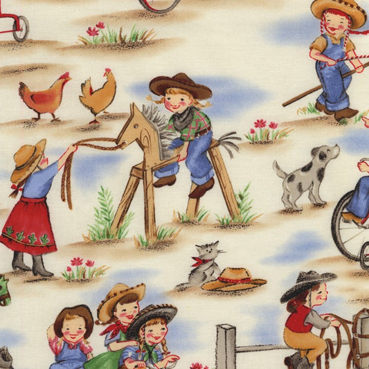 Lil Cowgirls Fabric - Michael Miller - 100% Cotton - Western Cowboy Rodeo Country Material Cowpoke