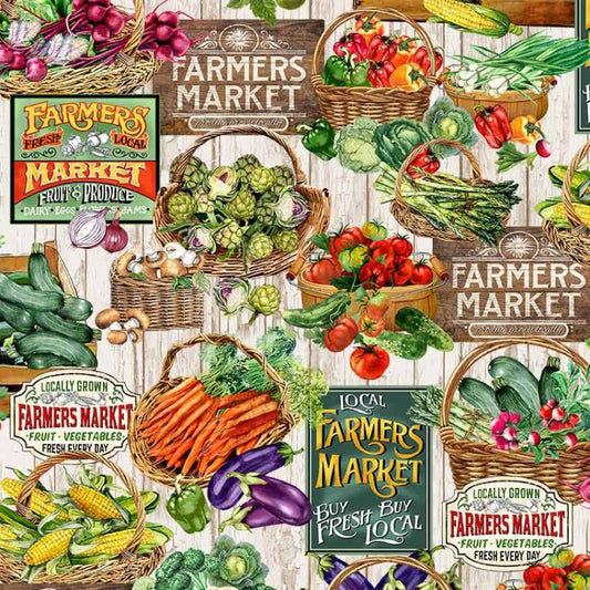 Farmer's Market Fabric - Fresh Picked - Michael Miller - 100% Cotton Fabric - DCX11927-ECRU-D