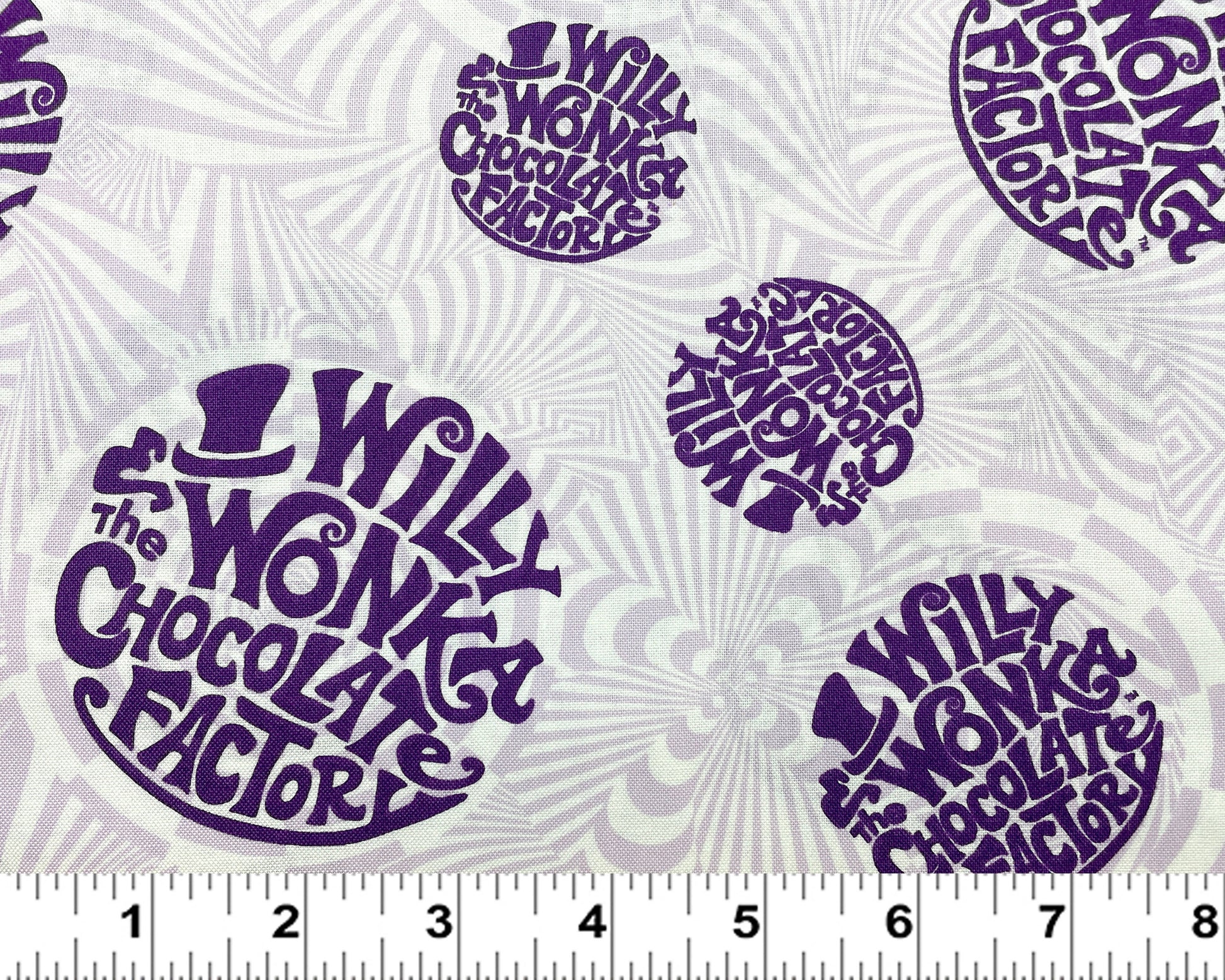 Willy Wonka Fabric - Lilac - 100% cotton fabric by Camelot Fabrics - Movie fabric, Willy Wonka and Chocolate Factory - SHIPS NEXT DAY