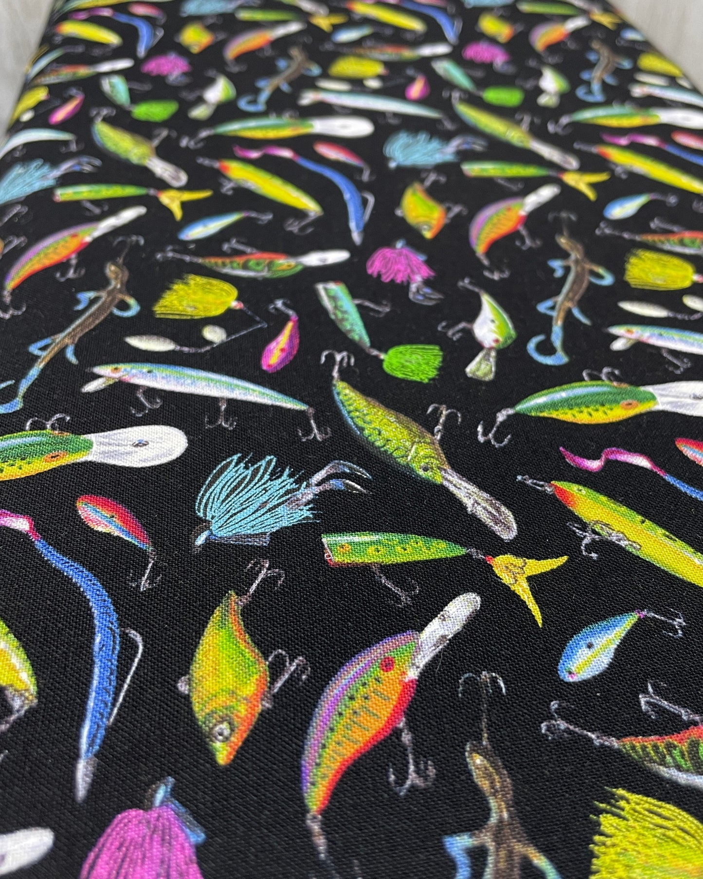 Fishing Lures - Tight Lines collection by Elizabeth's Studio - 100% Cotton Fabric - Hard lure fishing theme fishing material -SHIPS NEXT DAY