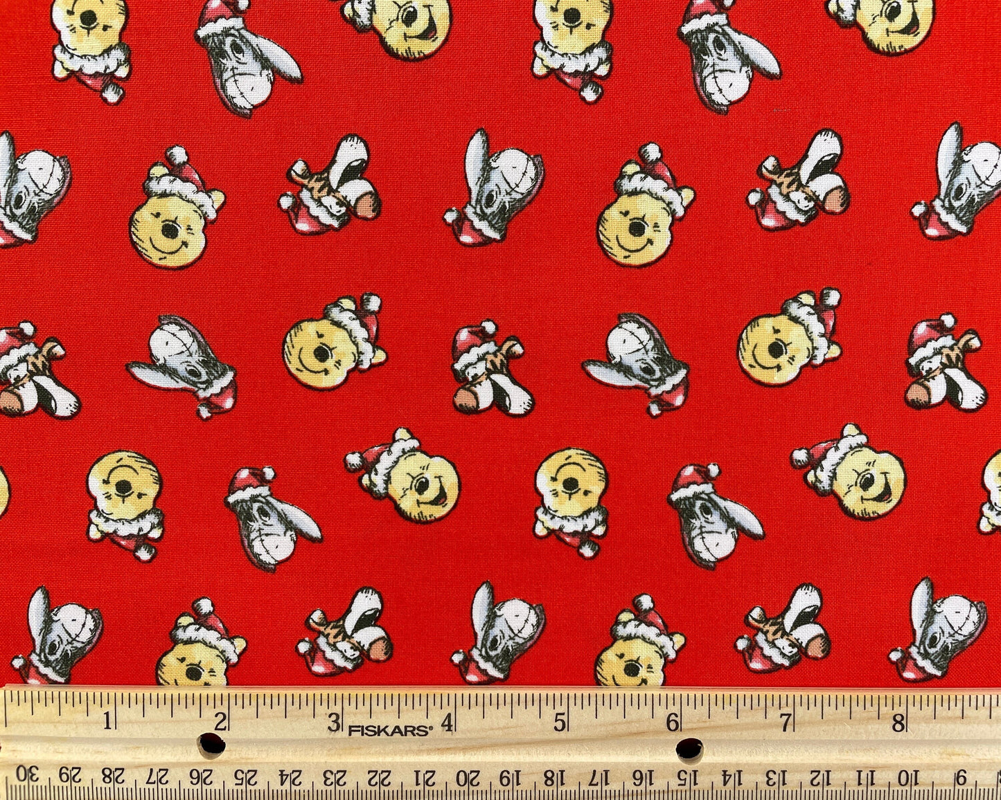 Winnie The Pooh Christmas fabric - Santa Hat Toss - Winnie the Pooh Christmas Holiday Disney Fabric - 100% cotton - Camelot - SHIPS NEXT DAY