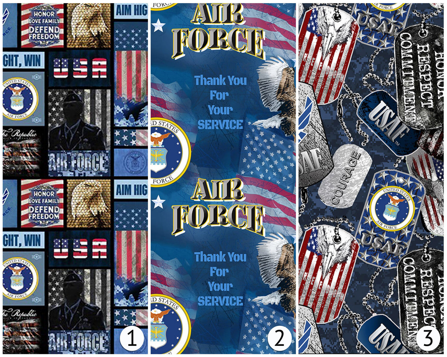 New! US Air Force - U.S. Military - USAF - Sykel - 100% Cotton Fabric - Ships NEXT day