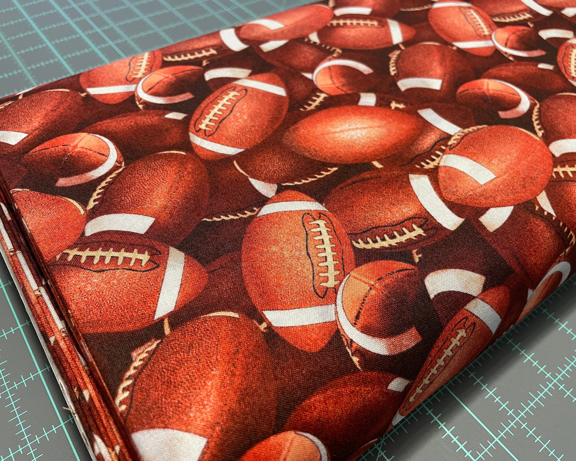 Football fabric by the yard - 100% Cotton - Elizabeth's Studio - Game Day Sports Fabric Realistic Footballs Team Sports - SHIPS NEXT DAY