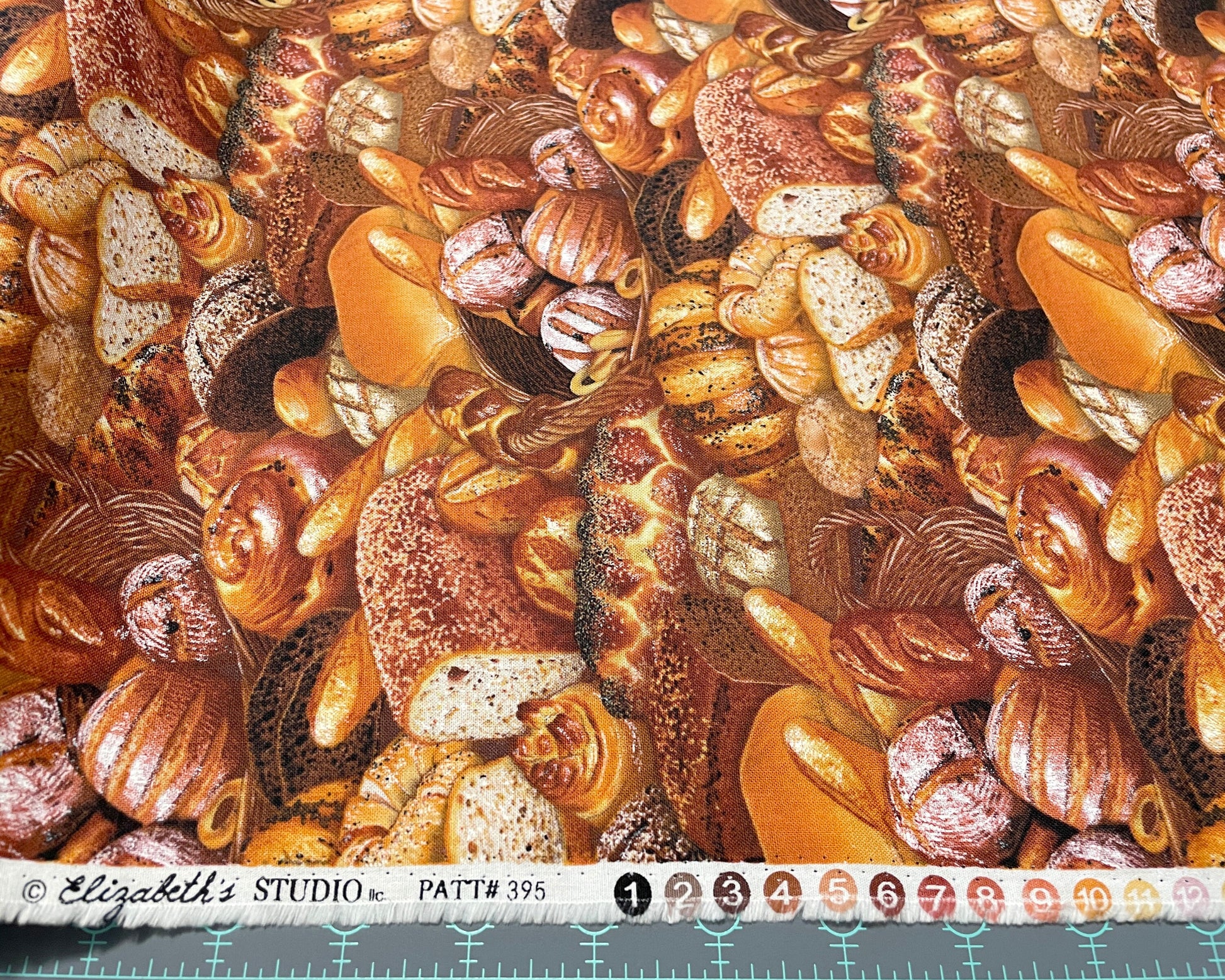 Bread Fabric - Food Festival collection by Elizabeth Studios - 100% Cotton Fabric - Food theme Baking Bread Loaf Kitchen - Ships NEXT DAY