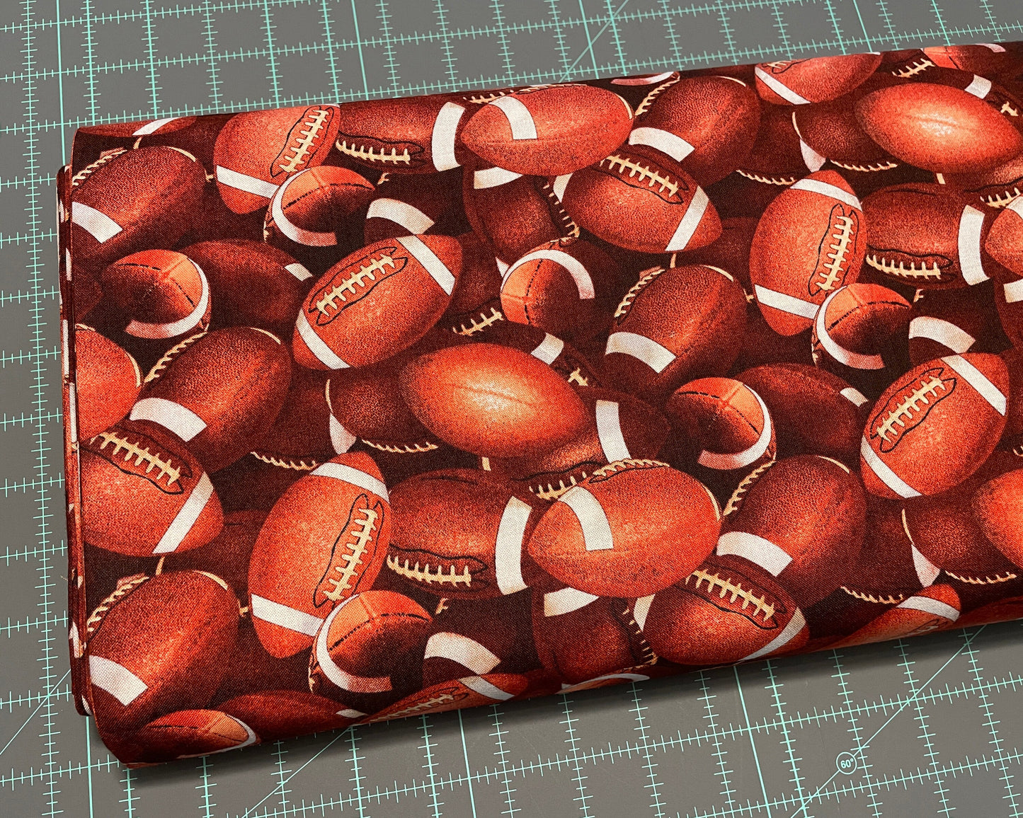 Football fabric by the yard - 100% Cotton - Elizabeth's Studio - Game Day Sports Fabric Realistic Footballs Team Sports - SHIPS NEXT DAY