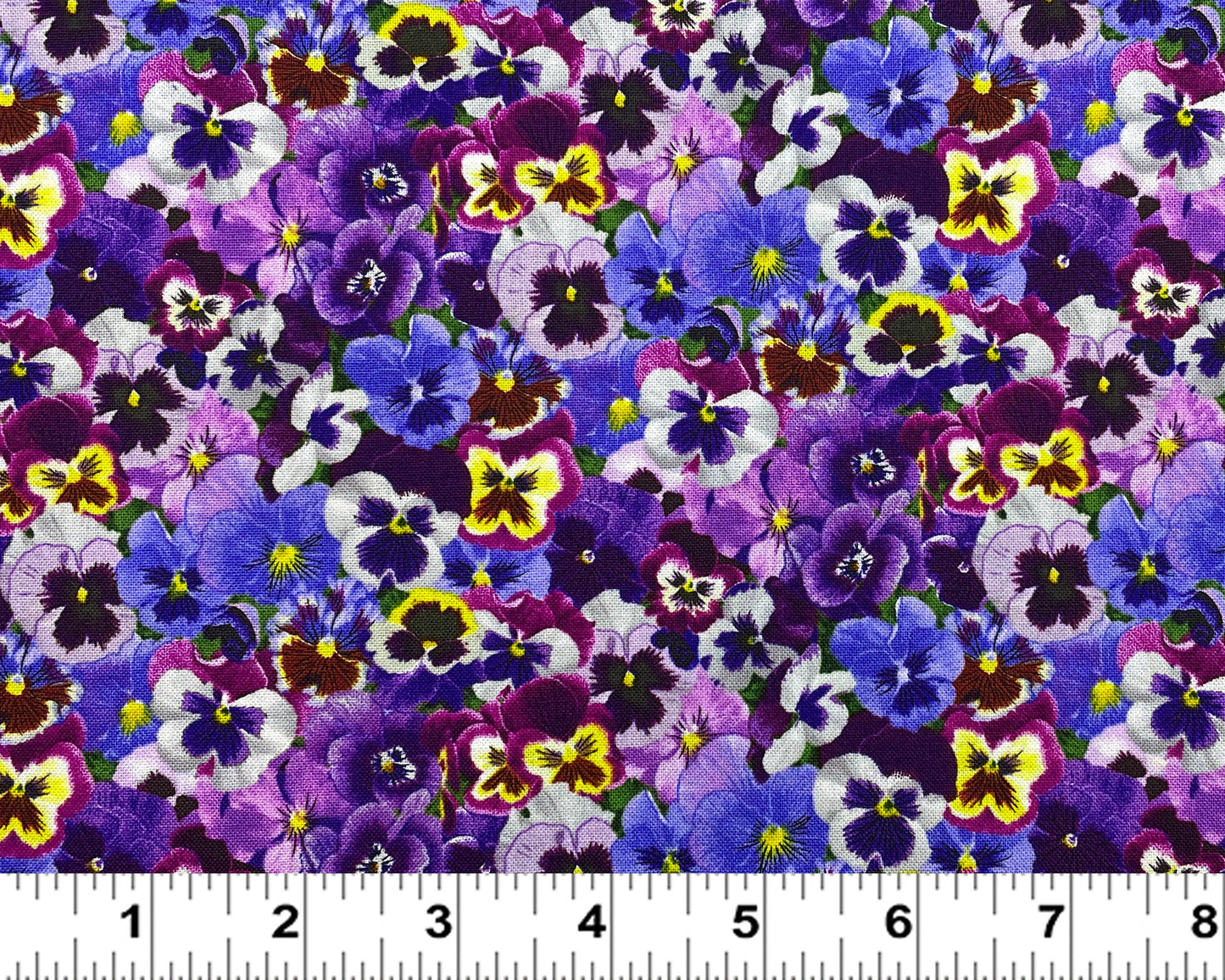 Pansy fabric by the yard - Elizabeth's Studio - 100% cotton - Lovely Pansies fabric floral material purple flowers - SHIPS NEXT DAY