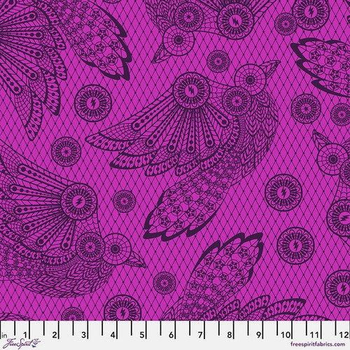 Tula Pink Nightshade Deja Vu - Raven Lace - 100% Cotton Fabric - FreeSpirit Fabrics - Ships TOMORROW