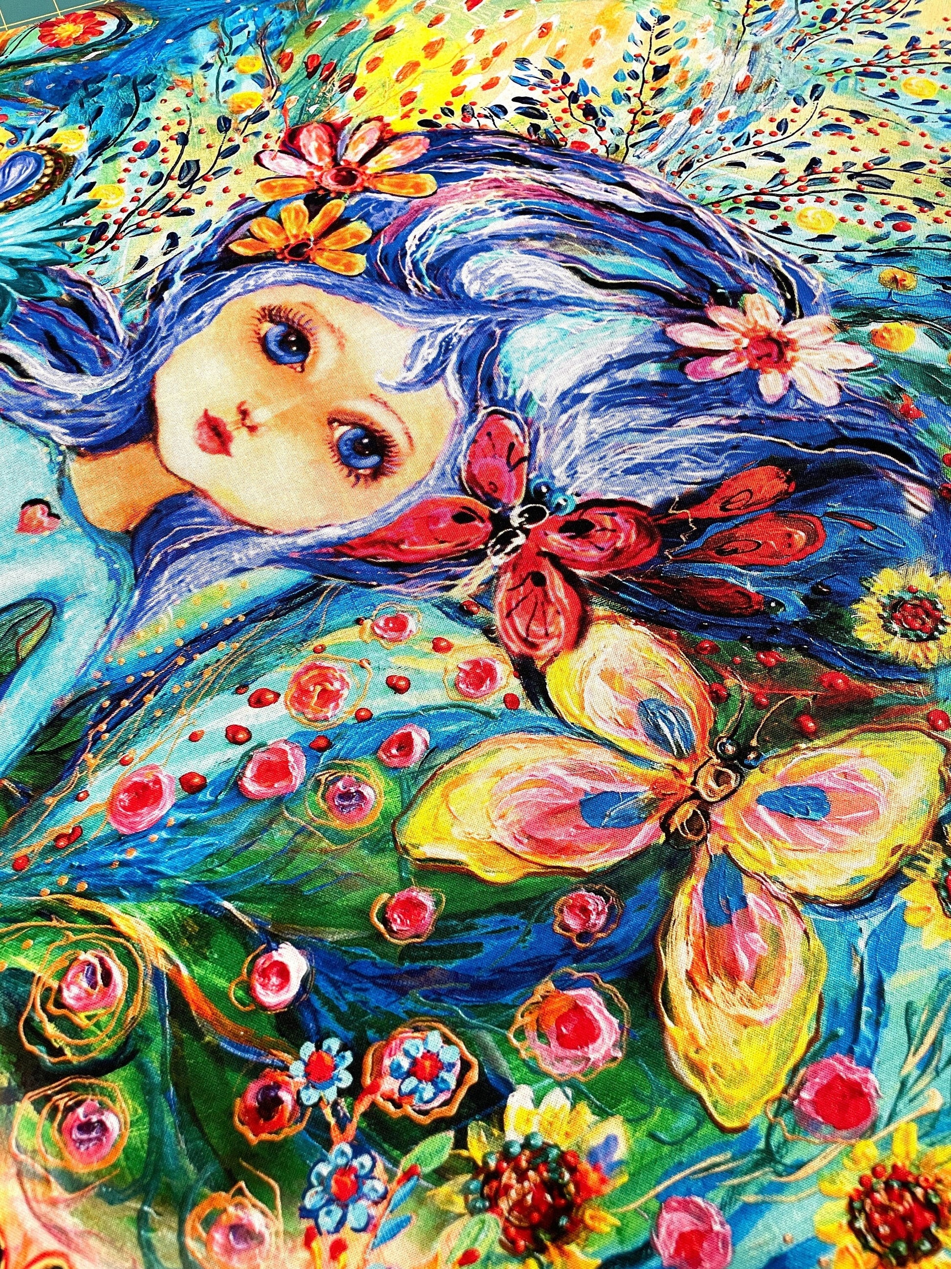 Fairy Panel - 23" x 44" - Magical Fairy Garden by Timeless Treasures - 100% Cotton fabric - Multicolor fairy print material - Ships Next Day