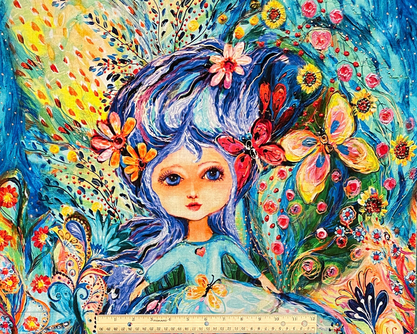 Fairy Panel - 23" x 44" - Magical Fairy Garden by Timeless Treasures - 100% Cotton fabric - Multicolor fairy print material - Ships Next Day