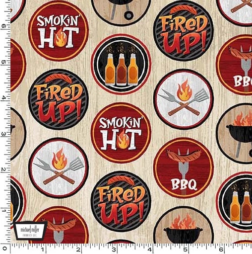 BBQ Fabric - Michael Miller - 100% Cotton - Chill and Grill - Grilling Barbecue Cooking Chef Gift