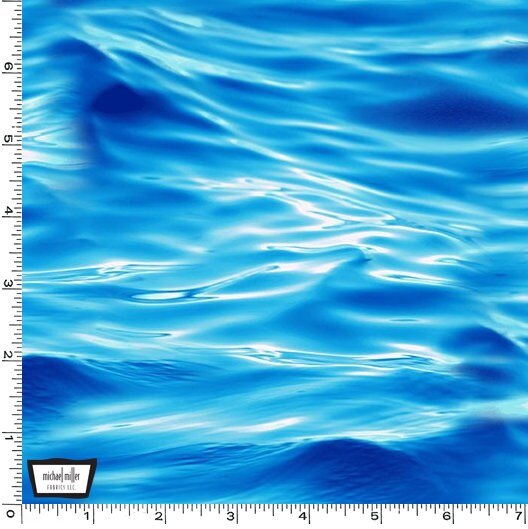 Wave Fabric - Blue - 100% Cotton - Michael Miller - Ocean theme Sea Life Tropical Vacation Scuba Diving Beach Lake Swimming