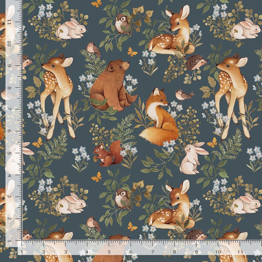 Forest Animal fabric - Dear Stella - Forest Stories - 100% Cotton - Baby Woodland creatures forest animal material