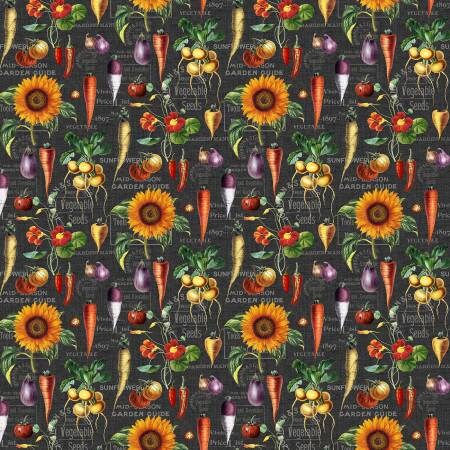 Vegetable Garden Fabric - Michael Miller - 100% Cotton - Farmers' Market Gardening Colorful Veggie Healthy Vegan Gardener Gift