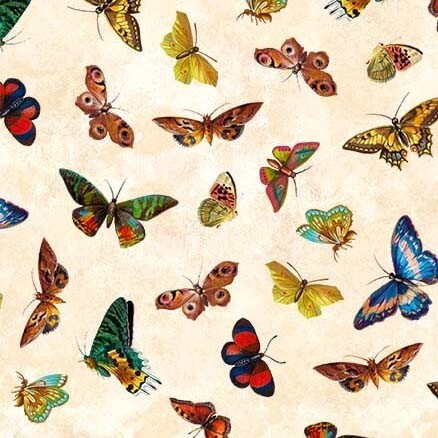 Butterfly fabric on Ivory - Butterfly Orchard - Michael Miller - 100% woven quilting cotton - Butterfly collector Lepidoptery