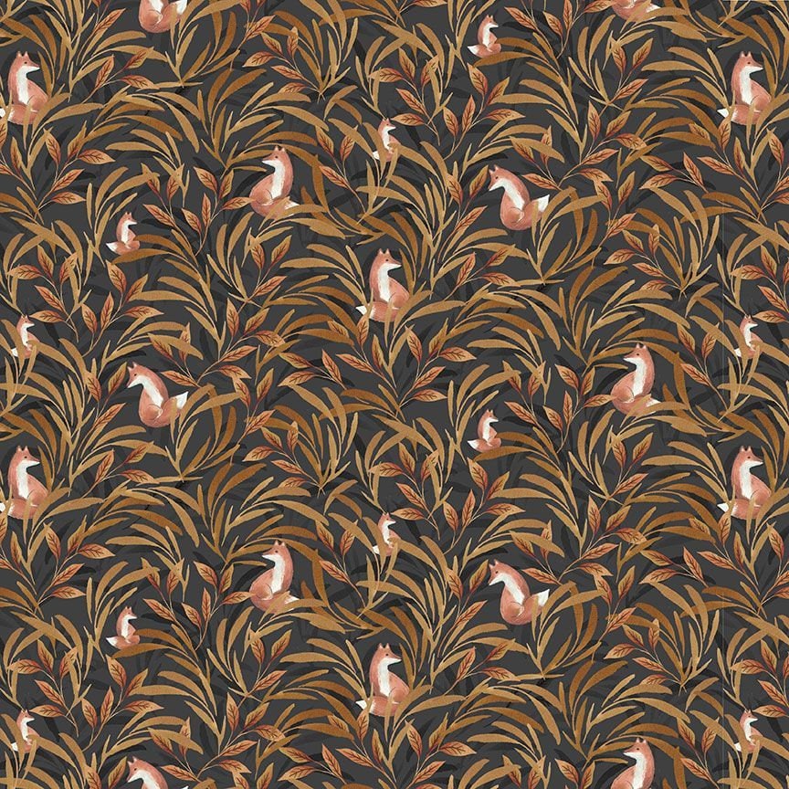 Fox Fabric - Fox In Leafy Forest - 100% Cotton - Timeless Treasures - Woodland creatures forest animal material