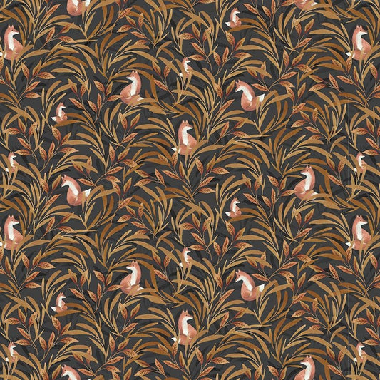 Fox Fabric - Fox In Leafy Forest - 100% Cotton - Timeless Treasures - Woodland creatures forest animal material