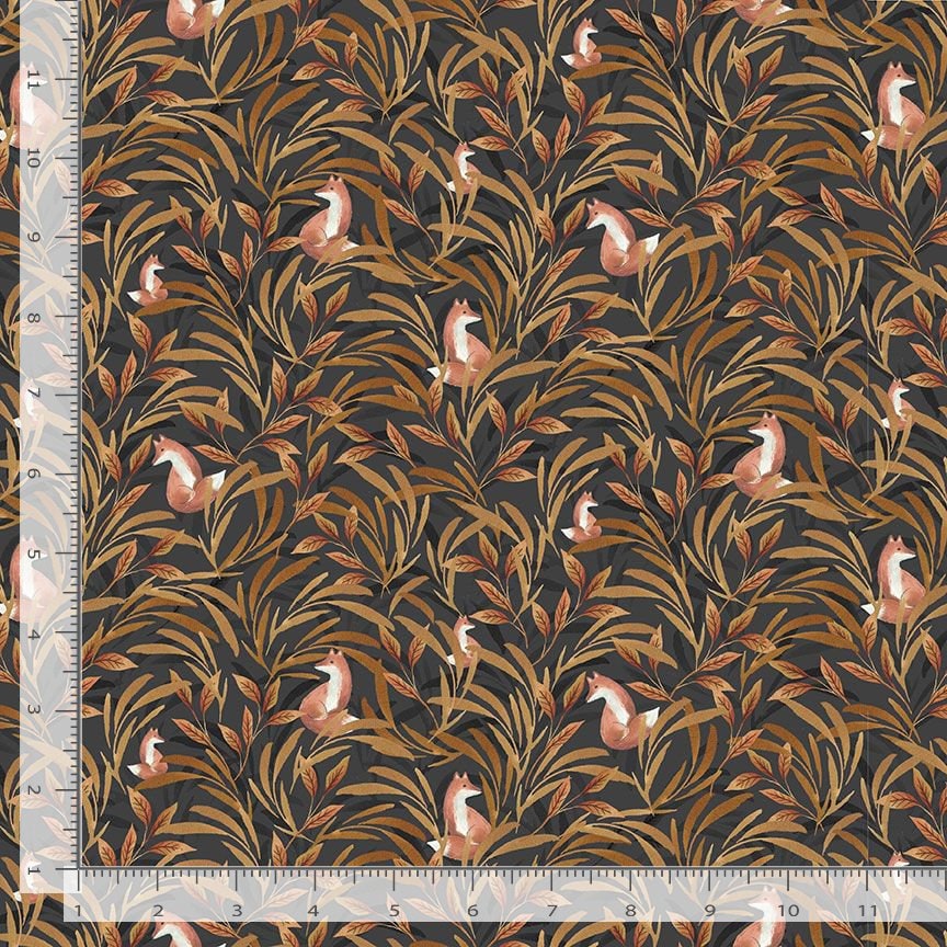 Fox Fabric - Fox In Leafy Forest - 100% Cotton - Timeless Treasures - Woodland creatures forest animal material