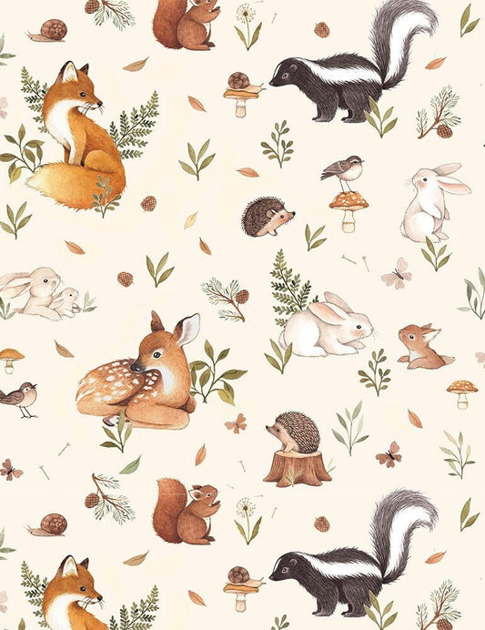 Forest Animal fabric - Dear Stella - Little Fawn & Friends - 100% Cotton - DNS1912 - Baby Woodland creatures forest animal material