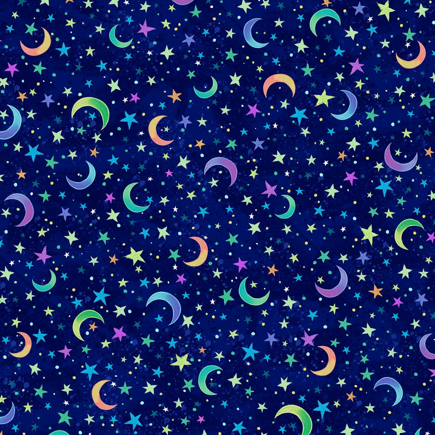 Moon and Stars Fabric - 100% Cotton - P&B Textiles - Hootie Patootie Collection - Night sky