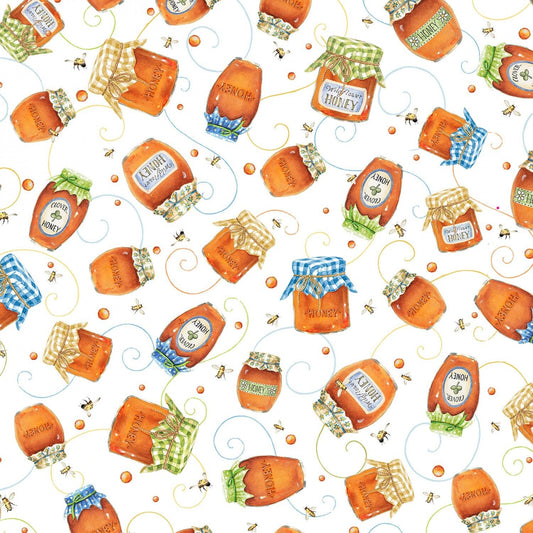 Honey Jar fabric - 100% Cotton - P&B Textiles - Garden Buzz - Honeybees Food Wildflower