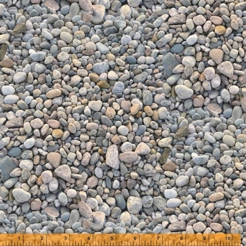 On The Rocks Fabric - Windham - 100% Cotton - skipping stones beach rocks landscapes