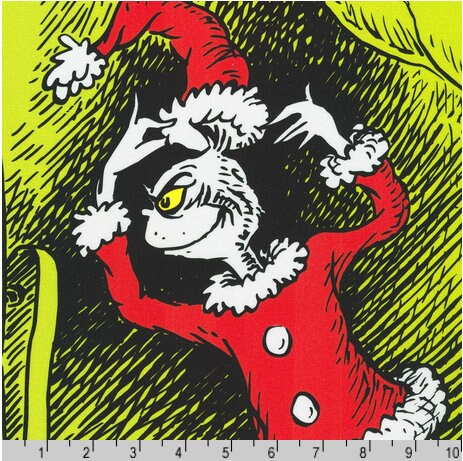 Feelin' Grinchy Panel - 24" x 44" - Robert Kaufman - How the Grinch Stole Christmas - 100% cotton fabric