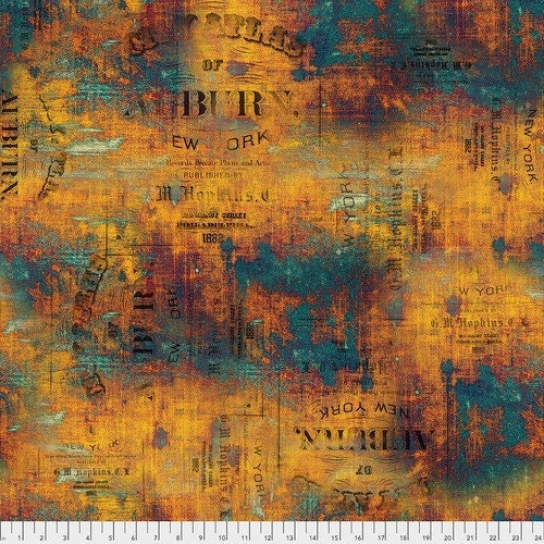 Tim Holtz Urban Grunge - Patina - 100% Cotton Fabric - FreeSpirit - Eclectic Elements - Abandoned Collection