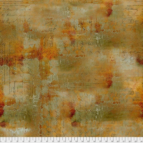 Tim Holtz Writing Specimen - Sienna - 100% Cotton Fabric - FreeSpirit - Eclectic Elements - Abandoned Collection