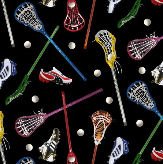 Lacrosse Fabric - 421-Black - Elizabeth's Studio Sports Collection - 100% Cotton