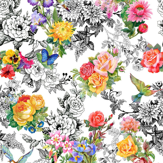 Decoupage Collection - Garden Toile - 4DC-1 Multi - In The Beginning Fabrics - 100% Cotton