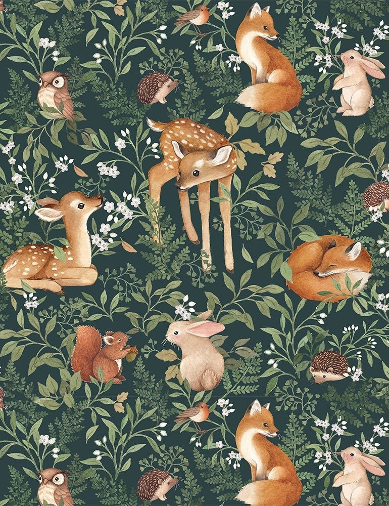 Forest Animal fabric - Dear Stella - Little Fawn & Friends - 100% Cotton - DNS1908 - Baby Woodland creatures forest animal material