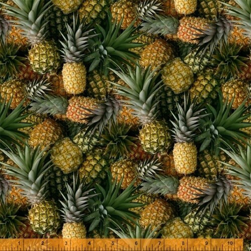 Pineapple Fabric - 100% Cotton - Whistler Studios - A La Carte - Welcome Committee - Fruit Food