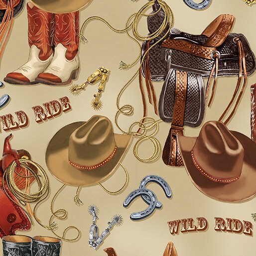 Western Ways Yellowstone Fabric - Kanvas Studios for Benartex - 100% Cotton - Cowboy Rodeo Country Material