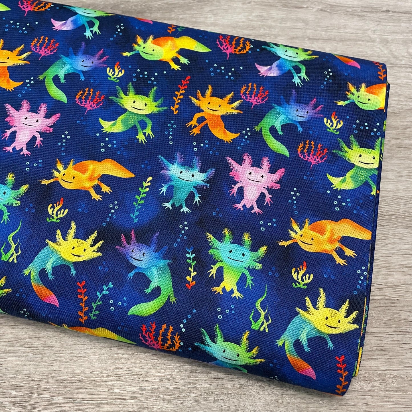 Cute Axolotl Salamanders Fabric - Timeless Treasures - 100% Cotton