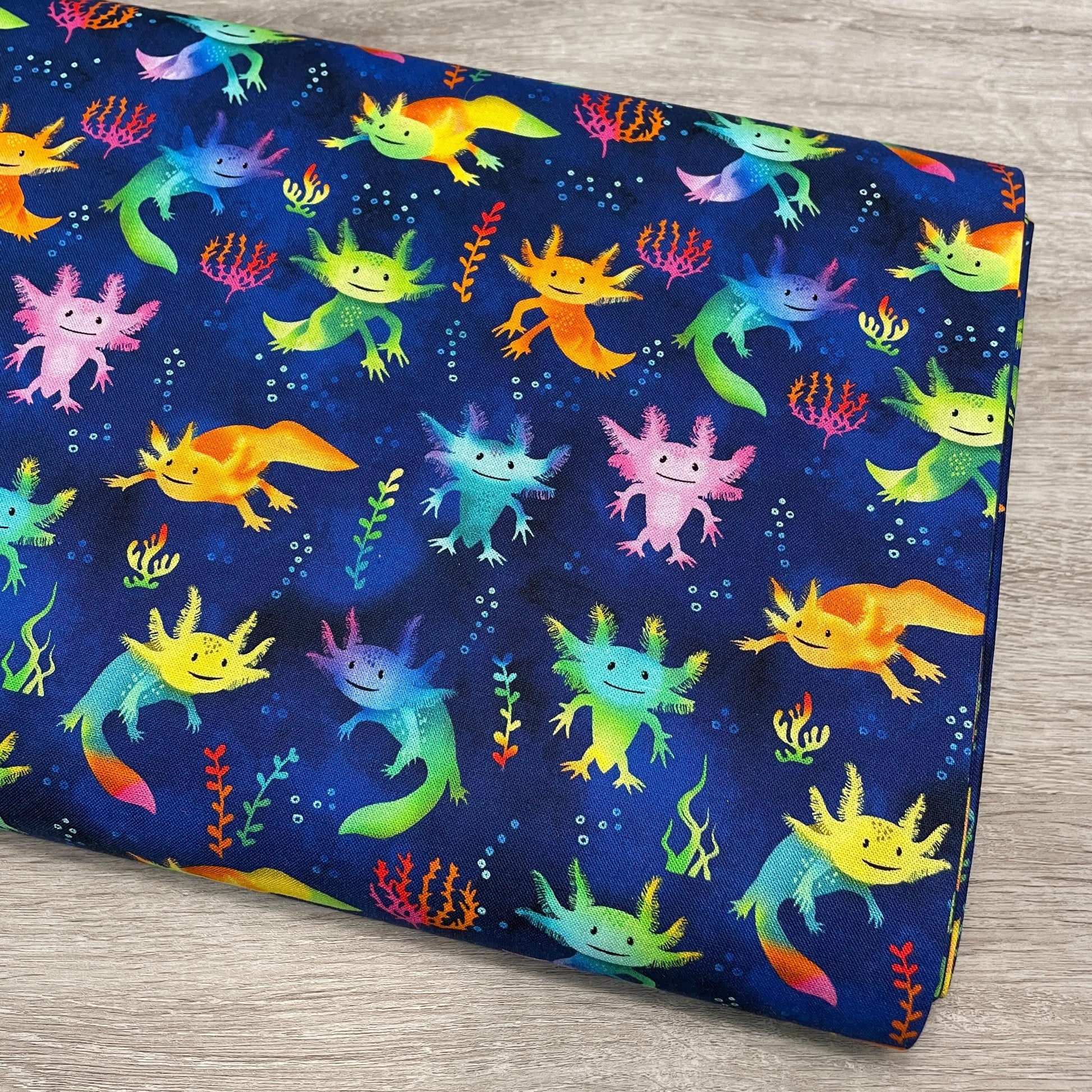 Cute Axolotl Salamanders Fabric - Timeless Treasures - 100% Cotton