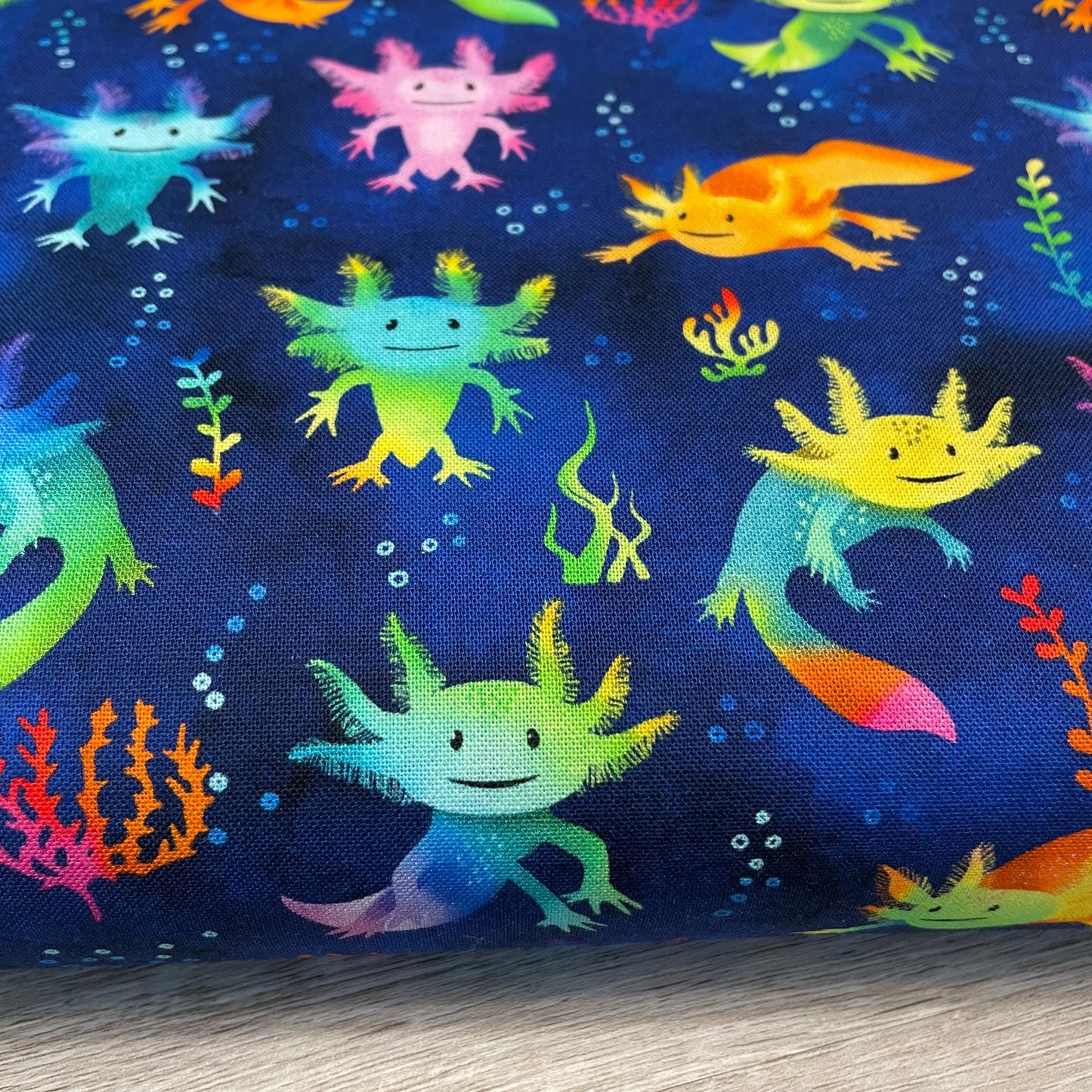 Cute Axolotl Salamanders Fabric - Timeless Treasures - 100% Cotton