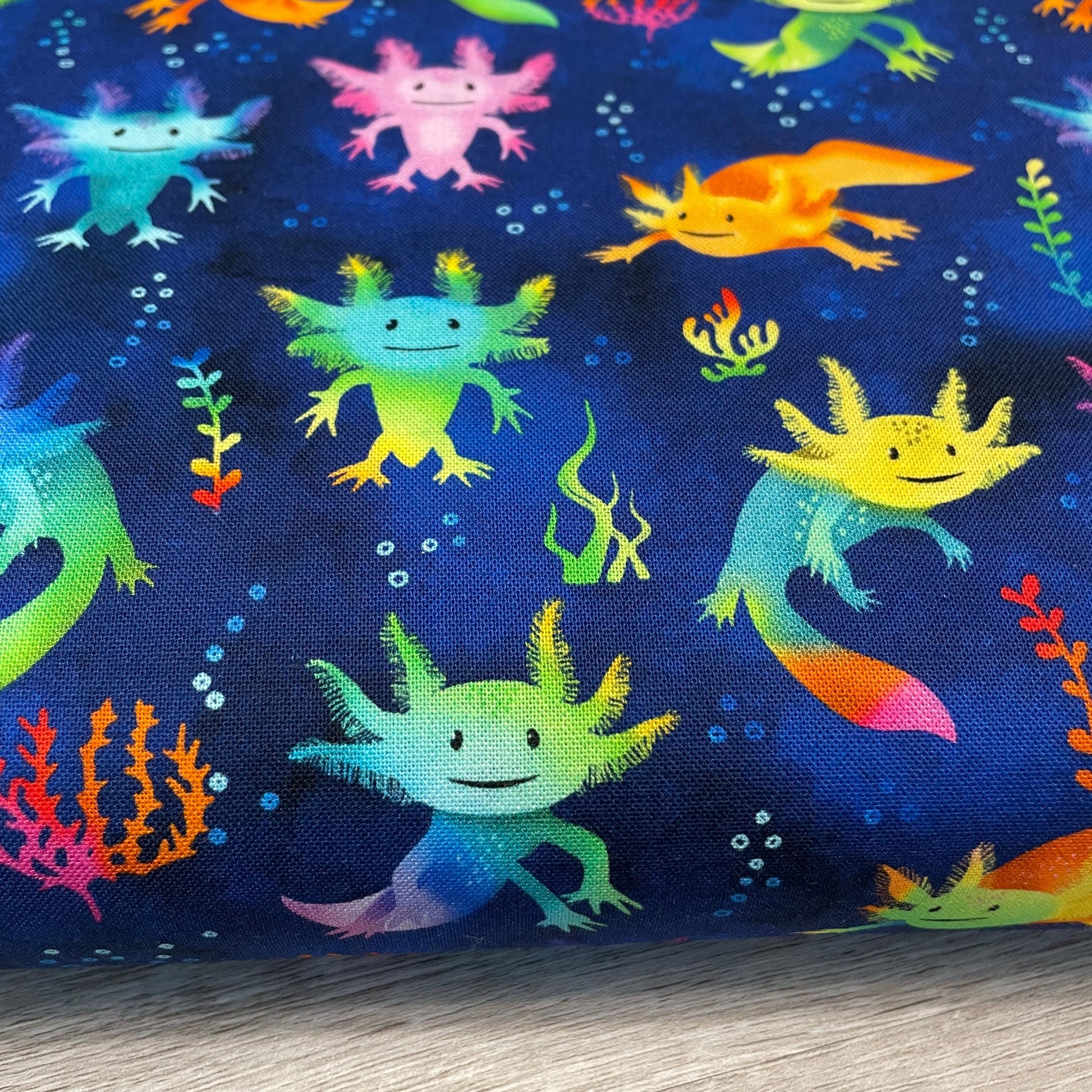 Cute Axolotl Salamanders Fabric - Timeless Treasures - 100% Cotton