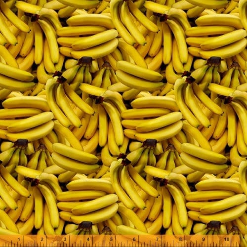 Banana Fabric - 100% Cotton - Whistler Studios - A La Carte Call Me - Fruit Monkey Food