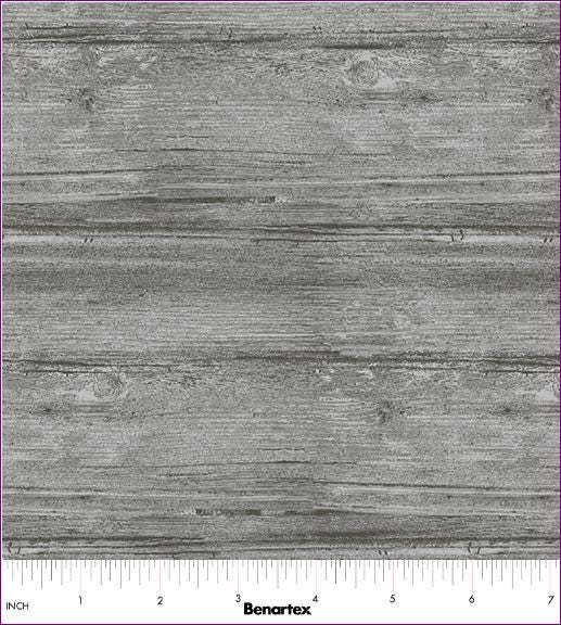 Washed Wood Fabric - Charcoal Gray - 100% Cotton - Benartex Contempo Studio - Grey Barn