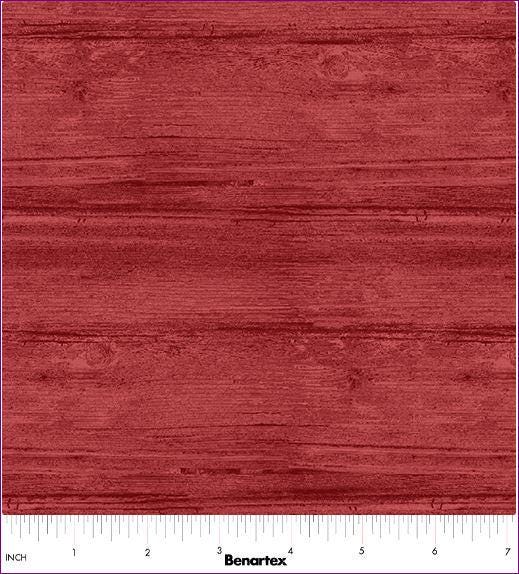 Washed Wood Fabric - Grenadine Red - 100% Cotton - Benartex Contempo Studio - Red Barn Wood