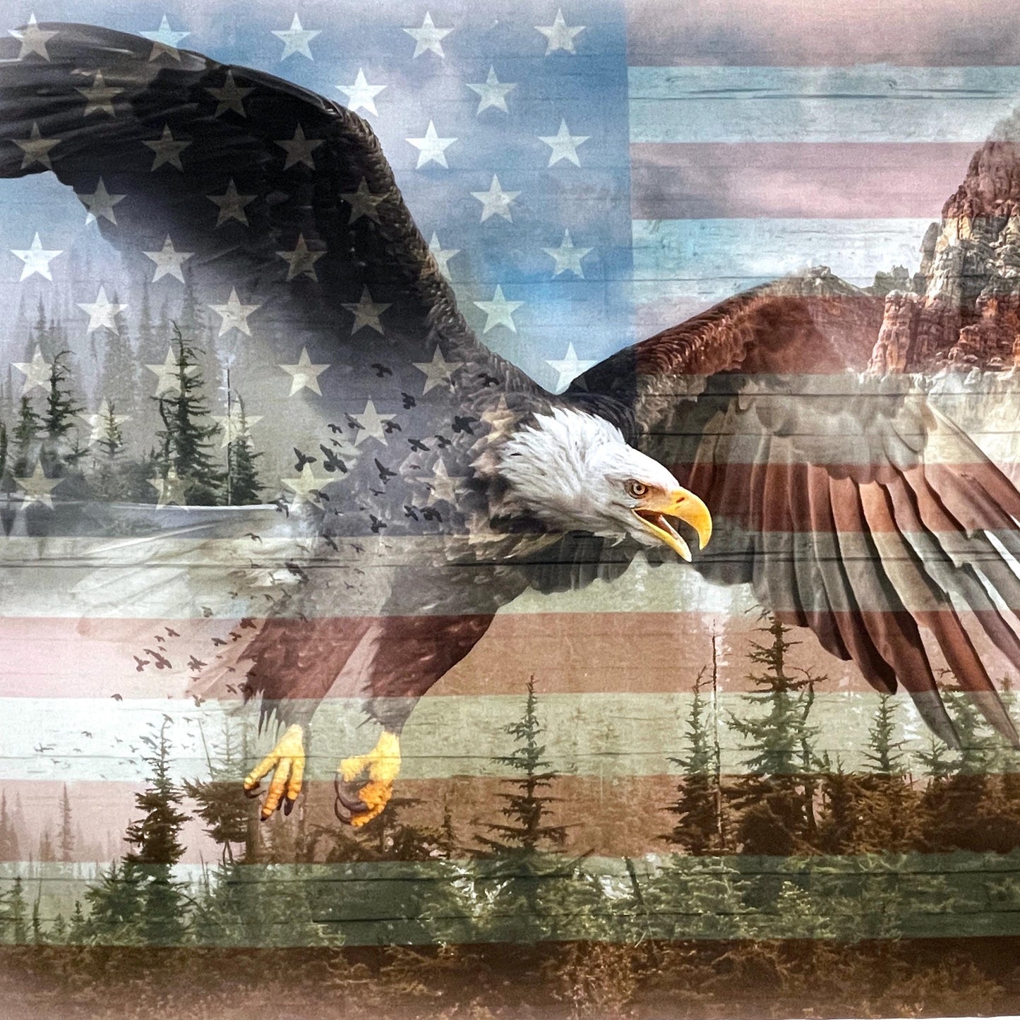 Patriotic Fabric Panel - 42 3/4" wide x 29" tall - 100% Cotton - American Wild - Hoffman - V5215-159-Americana - Flag and Eagle