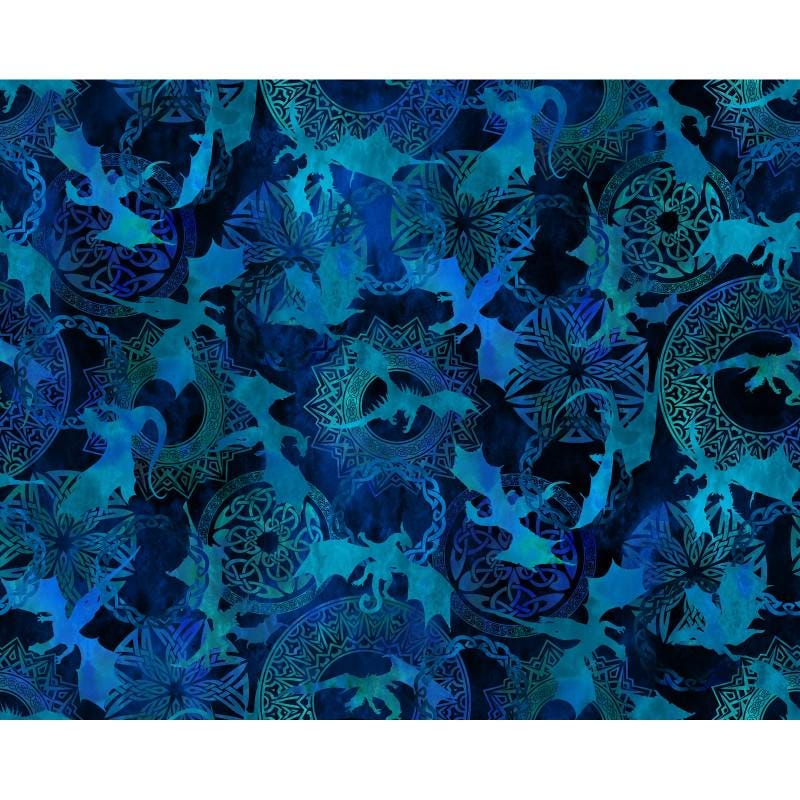 Dragon Fabric - Blue Fury - 100% Cotton - In The Beginning Studio - 4DRG-2