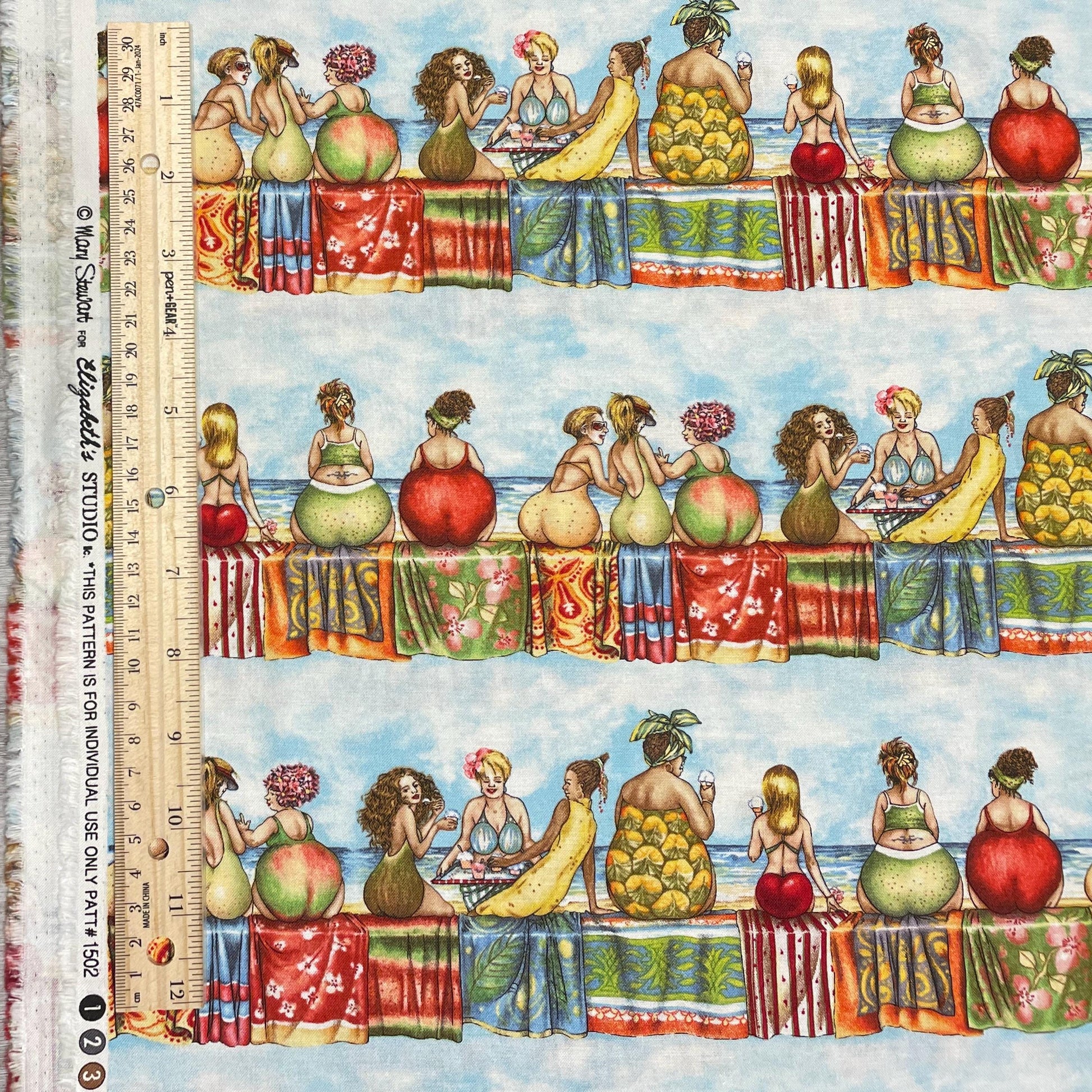 Fruit Ladies Fabric - 100% Cotton Fabric - Elizabeth's Studio - food theme material