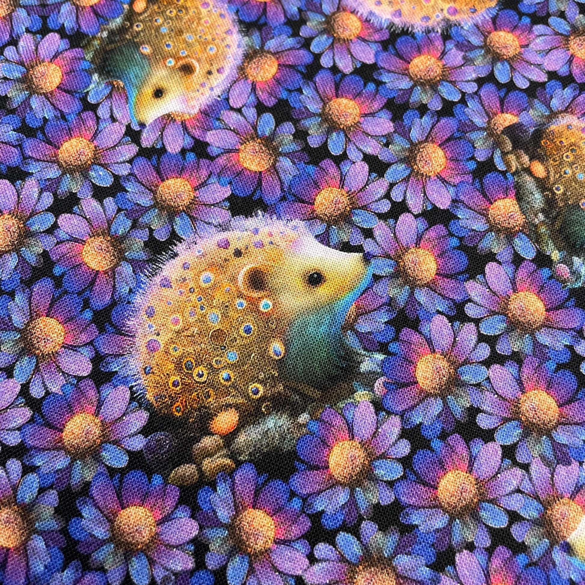 Hedgehog Fabric - Night Garden 3551-55 Purple - 100% cotton - Blank Quilting Corp