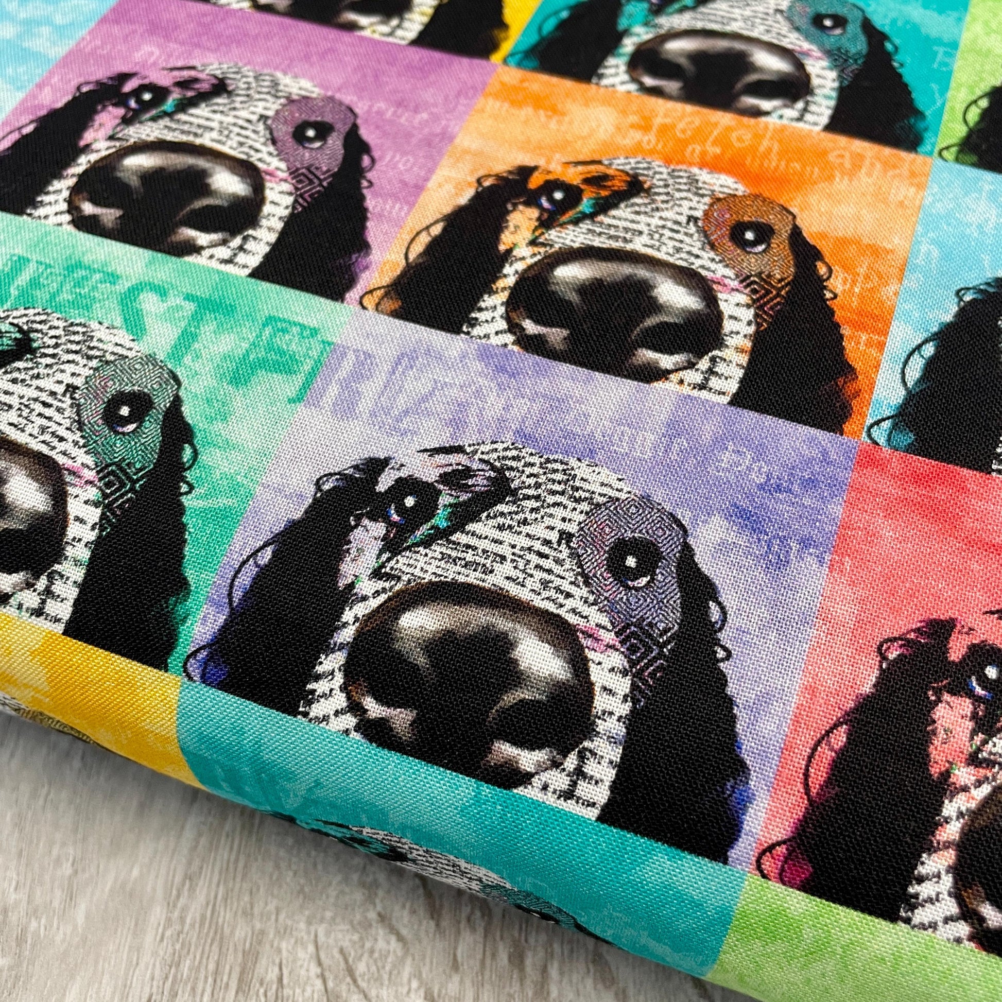 Pup Art Dog Fabric - 3 Wishes - 100% Cotton - 22344 Multi-Color - Raise The Woof - Multicolor dog print material