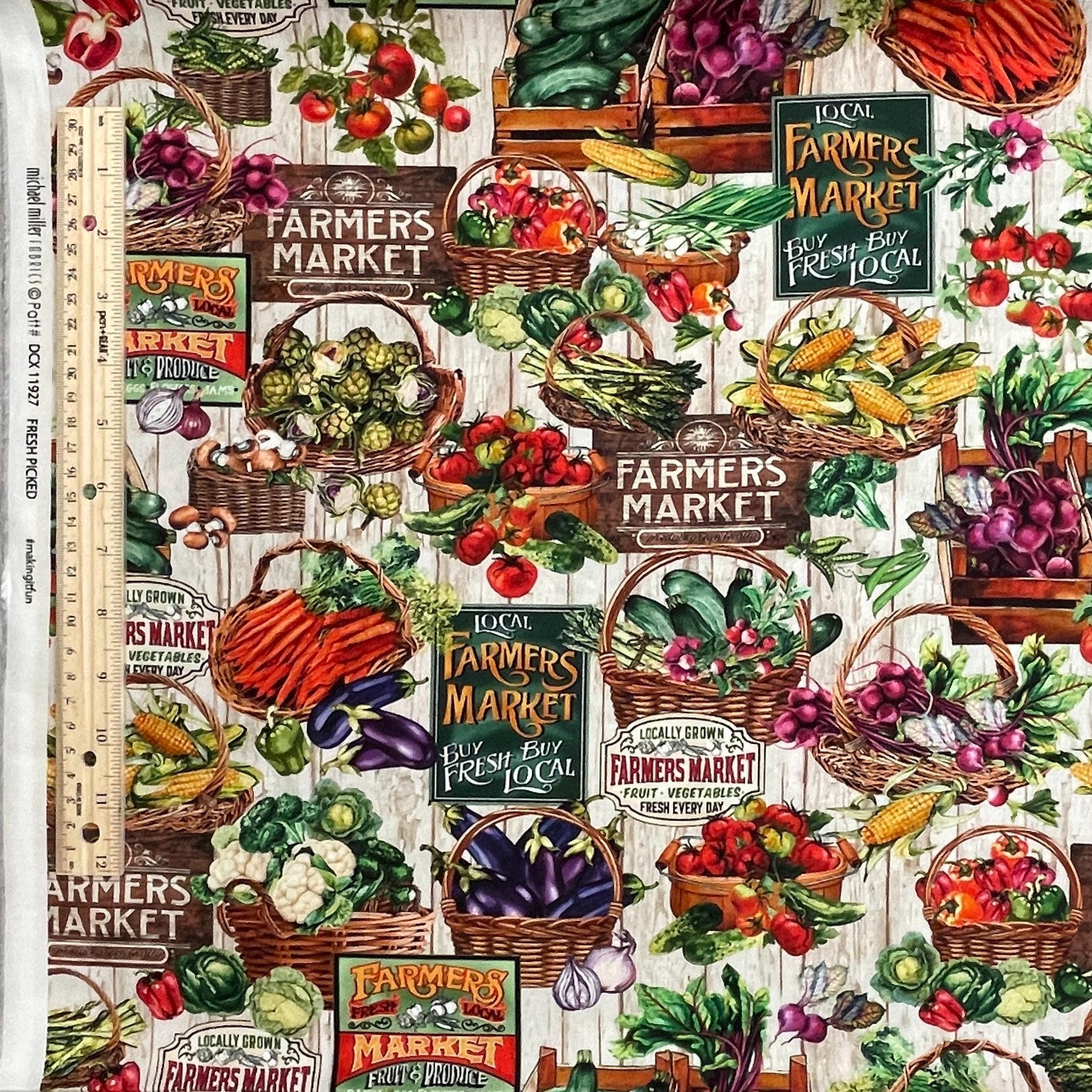 Farmer's Market Fabric - Fresh Picked - Michael Miller - 100% Cotton Fabric - DCX11927-ECRU-D