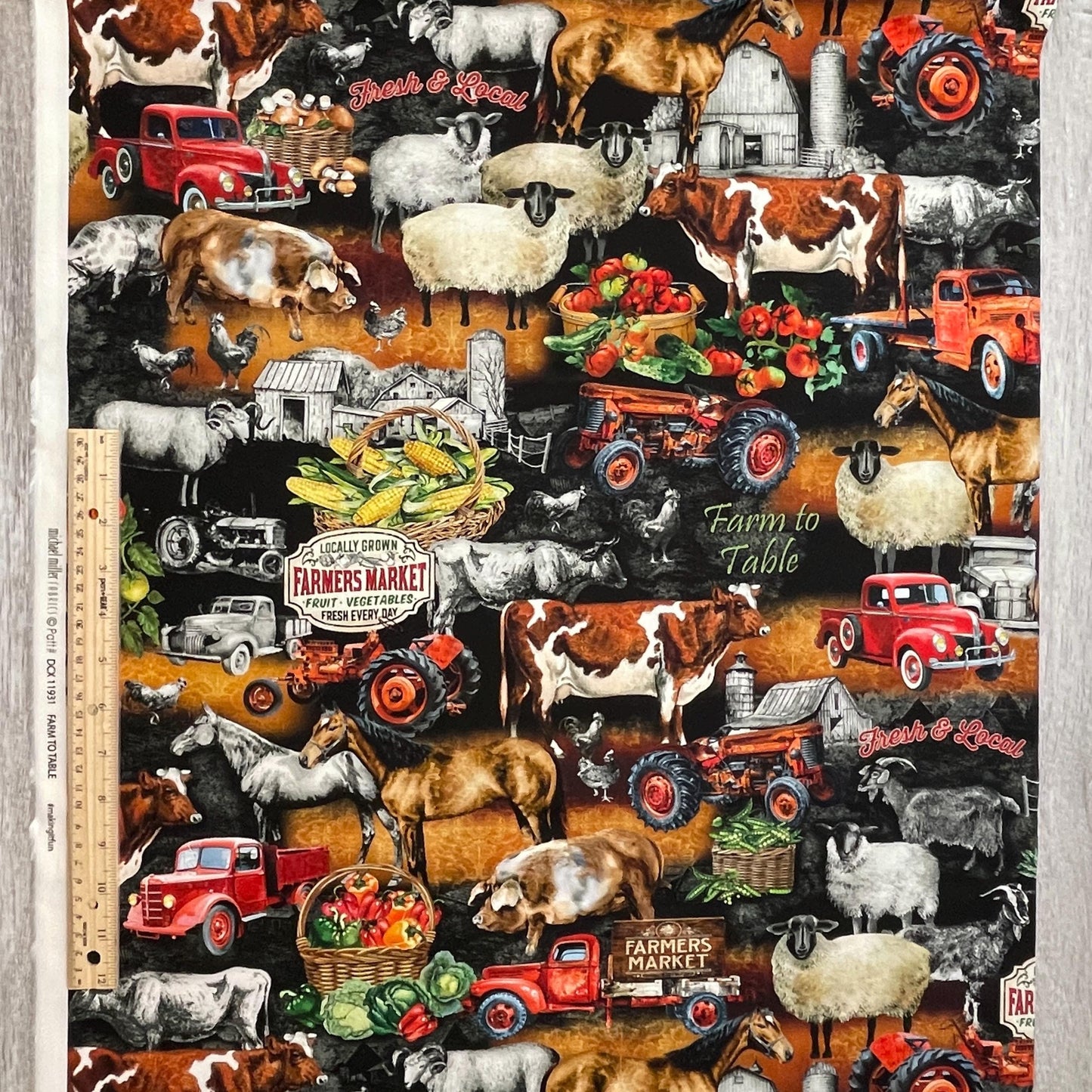 Farmer's Market Fabric - Farm To Table - Michael Miller - 100% Cotton Fabric - DCX11931-BLAC-D